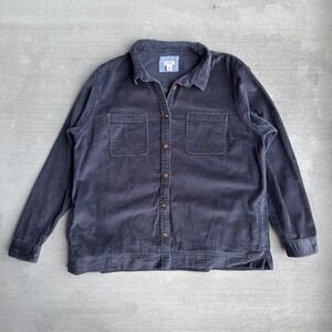Vintage 90s LL Bean Corduroy Button Shirt Navy Blue Workwear XL